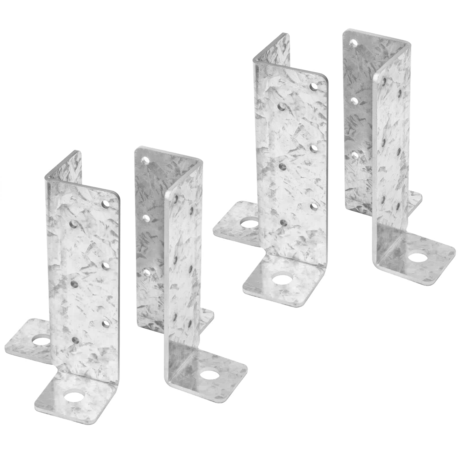 4 Pack(2 Pairs) Heavy Duty Post Anchor Base Bracket Deck Base for 2x2,4x4,2x4 Post,12 Gauge Galvanized Steel Pile Base Fence Deck Railing Support