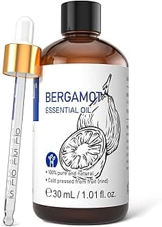 Bergamot Essential Oil for Diffuser, Skin, Hair, DIY, 100% Pure & Natural - 1.01 Fl Oz (30 mL)