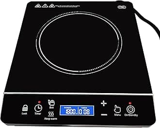 - OMEO Portable Induction Cooktop Hot Plate Countertop Burner 1800 Watts Induction Burner with LCD Sensor Touch, LED Display, 10 Temperature Levels, Child Safety Lock, Auto Shutoff Function