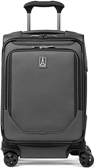 Crew Classic Lightweight Softside Expandable Carry on Luggage, 8 Wheel Spinner Suitcase, Men and Women, Compact Carry On 20-Inch, Titanium Grey
