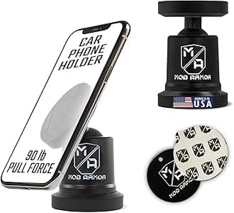 MobNetic Maxx - USA Assembled Magnetic Phone Holder for Car, Magnetic Car Phone Mount, 90-Degree Tilt, 360-Degree Rotation, Aluminum Metal, Compatible with iPhone & Android - Black