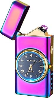 Electric Lighter with Clock YOZWOO USB Rechargeable Lighter with LED Light, Plasma Dual Arc Lighters with LED Power Display for Candle, Cool Lighters Gifts for Men and Women (Magic-Classic)