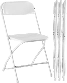 Sweetcrispy Folding Chair 4 Pack, Plastic Folding Chairs with 330-Pound Capacity, Sturdy Metal Foldable Chairs, Easy to Use and Store, Outdoor and Indoor, for Home, Office, Party, Comfy, White