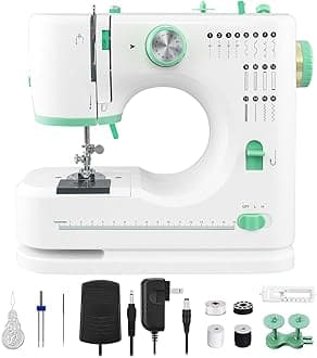Sewing Machine With 16 Stitches, Mini Electric Multifunctional Sewing Machine With Extension Table, Double Needle 2 Speed 2 Thread, Reverse Stitch, compact Size for Beginners
