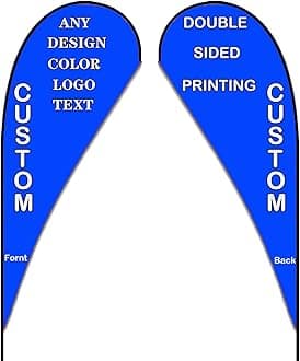Custom Feather Flags, Personalized Double Sided Feather Flag Banner for Business Outside Advertising, Customized Your Own Logo Text Design (Teardrop Flag Set, 130x350cm/4.3x11.5FT)