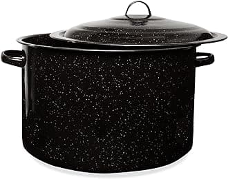 Granite 21 Qt Stockpot, Nonstick Soup Pot With Lid, Speckled Enamel Ware Cookware, Large Stock Pot For Boiling and Cooking, Big Granite Cooking Pot for Stovetop, Campfire, Outdoor Stove