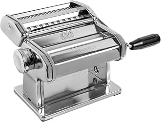 Marcato Atlas Pasta Machine, Chrome, Includes Pasta Cutter, Hand Crank, and Instructions