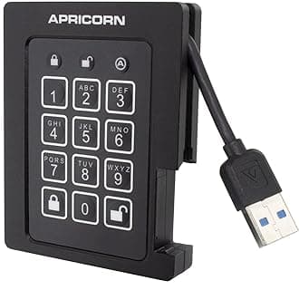Apricorn 1TB Aegis Padlock SSD 256-Bit, FIPS 140-2 Level 2 Validated Ruggedized USB 3.0 Encrypted External Portable Drive (ASSD-3PL256-1TBF)