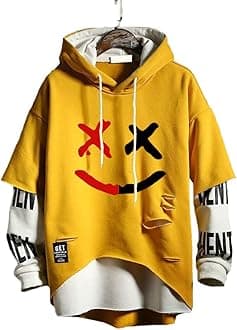 DUDHUH Mens Hoodie Fashion Pullover Letter Print Tracksuit Techwear Casual Coat Hip-Hop Sweatshirt