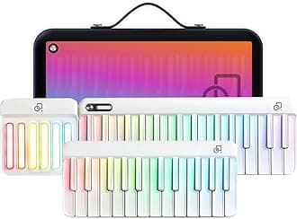 Smart Digital Piano Keyboard 61 Keys with Illuminated Keys, MIDI Controller and Chord Pad, Portable E-Learning Keyboard for Performance and Composition, 256