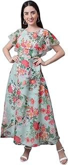 Women's Georgette Digital Floral Printed Gown Dress for Women