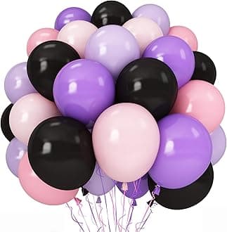 Halloween Balloons, 60pcs 12 Inch Black Pink Purple Latex Balloons for Girls Women Halloween Wedding Bride Baby Shower Engagement Bachelorette Spooky Witch Themed Birthday Party Decorations Supplie