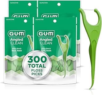 GUM Angled Dental Floss Picks Perfect for Tight Teeth Extra Strong Shred-resistant Flosser Angle for Easy Reach Adult Flosser Mint Flavor