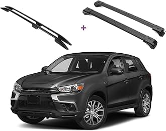 Set of Roof Side Rails Rack + Cross Bars for Mitsubishi Outlander Sport ASX 2011-2026 | Complete Roof Rack System | Rooftop Luggage Carrier, Kayak, Canoe, Ski | Designed for Bare Roofs | Black
