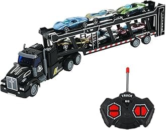 CALEST Remote Control Car Transporter Truck Includes 6 Cars,