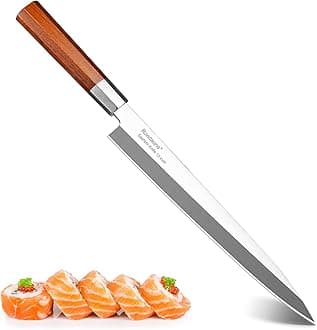 Sashimi Knife Yanagiba Sushi Knife 10 inch Japanese High Carbon Stainless Steel for Precision Fish Slicing and Filleting with Ergonomic Wooden Handle