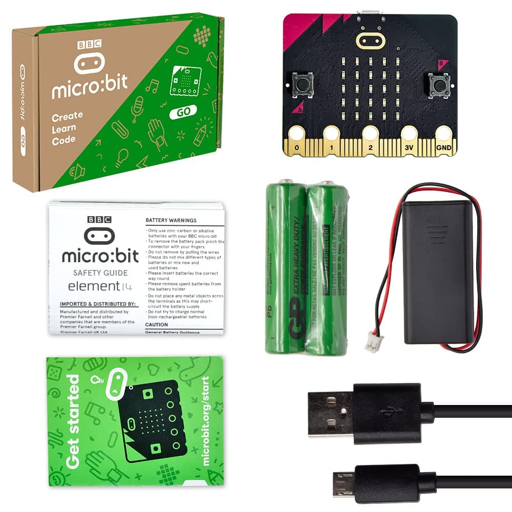 BBC Micro:Bit Go (Microbit V2 Included) Starter Kit, Programming, Educational STEM Learning DIY Kit