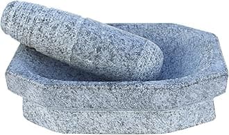 - Subaa Kalvam Stone Mortar and Pestle Set Masher Khalbatta Kharal Musal for Kitchen Home Herbs and Spices - 12 Inch Grey
