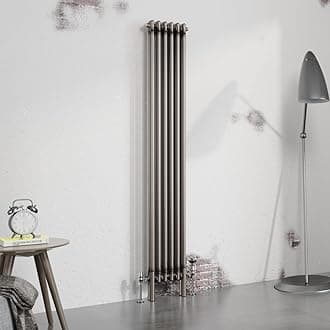 Warmehaus 1800x290mm Raw Metal Vertical Column Radiator Double Traditional Cast Iron Style Bathroom Radiator