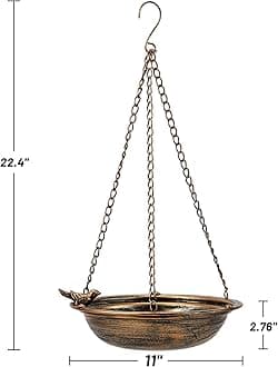 MNRYLKB 11.2" Metal Hanging Bird Baths for Outdoors,Outdoor Bird Feeder,Backyard, Patio Garden Yard Decoration