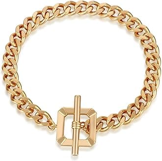 Dainty Layering Bracelets for Women 18 k Gold Plated Fashion Adjustable Chunky Cuban Paperclip Link Chain Bracelets Jewelry for Women Gift