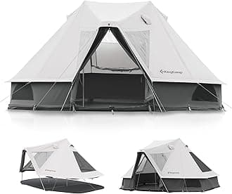 KingCamp Khan Camping Bell Tent 4m/5m Cotton Canvas Tents 6-8 Person Luxury Yurt Tent with Zipper Waterproof Pyramid Ten for Family Camping Party