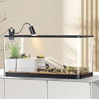 (Tank + Light + Filter Balls) Turtle Tank Kit, Turtle Tank Starter Kit,Bottom Drainage, Multi-Function Areas for Turtles, Crabs,Fishes, Amphibians,Reptiles.(21.65 x 12.28 x 12.28 Inch)
