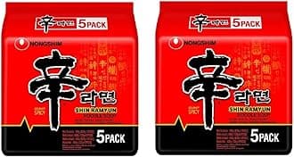 Nongshim Shin Ramyun Instant Noodles 120Gm*10Pack,Vegetarian (5Pack X 2 Combo) (Imported)