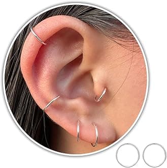 Small Gold or Sterling Silver Huggie Hoop Earrings for Women Cartilage Nose Helix Tragus
