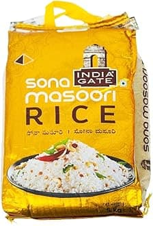 India Gate Sona Masoori Rice - 5kg, Golden Ivy, Aromatic and Medium-Grain, Ideal for Everyday Meals, Biryani, Pulao, Product from India Multiple Pack (Pack of 1)