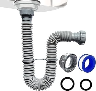 VIVIDA Sink Drain Pipe P Trap 1-1/2", Expandable Flexible Drain Pipe, 11"-31.5" Sink P Trap Kit for Kitchen, Bathroom, Restroom, 1-1/4" Adapter Included, Gray, 1 PACK