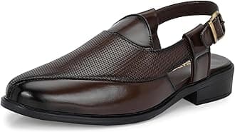 HiREL'S Men's Peshawari Ethnic Vegan Leather Laser Cut Sandals for Day Long Comfort|Outfit|Evening|Outdoor|Casual|Fashion|Trending|Lightweight with Anti Skid