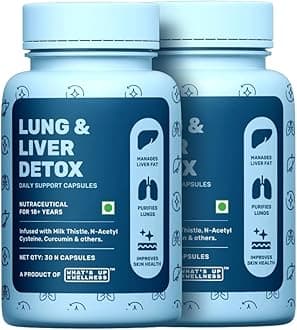 Lung & Liver Detox Supplement Capsules with N-Acetyl Cysteine and Milk Thistle, For Fatty Liver, 60 Capsules