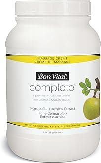 Complete Massage Creme, Premium Dual Purpose Cream for Hypoallergenic Professional Massages, Non Greasy Unscented Moisturizer Made with Marula, Olive, Avocado, Jojoba Oil, 1 Gallon