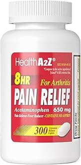 HealthA2Z® Pain Relief Extended Release | Acetaminophen 650mg | 8 Hours | Arthiritis Pain | Pain Reliever - Fever Reducer | Contains no Aspirin (300 Count)