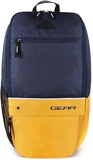 Superior Xl 17L Samll Water Resistant School Bag/Casual Standard 4 Compartment Backpack/College Bag/Sports Bag With Shoe Compartment For Men/Women (Navy-Yellow)