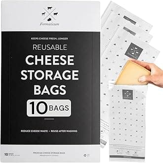Formaticum - 10-Pack Reusable Cheese Storage Bags | Size 5" x 11" | Professional-Grade Cheese Strorage Bag | Store Cheese, Sandwiches, and Charcuterie | Kitchen Organization | Manufactured in Germany