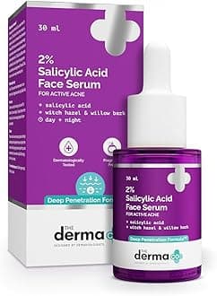 The Derma Co 2% Salicylic Acid Face Serum for Acne & Acne Marks With Witch Hazel & Willow Bark, BHA Deep Penetration Formula, Unclogs Pores & Controls Oil, For All Skin Types | Men & Women, 30ml