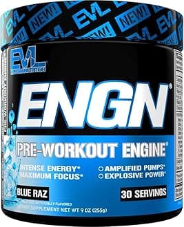 Nutrition ENGN Pre-workout, 30 Servings, Intense Pre-Workout Powder for Increased Energy, Power, and Focus (Blue Raz) Pikatropin-Free