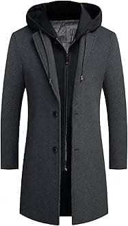 Mens Trench Coat Winter Wool Blend Jacket Overcoat Long Top Coat Warm Pea Coat