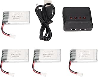 4PCS 903048 3.7V 2000mAh RC Quadcopter Drone Replacement Battery Spare Parts with Charger for KY601S H11D H11C RC Quadcopter