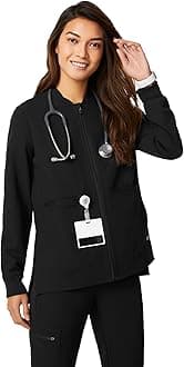 FIGS Bellery Scrub Jacket for Women - Stylish and Classic Fit Bomber Jacket with 7 Pockets and 4-Way Stretch
