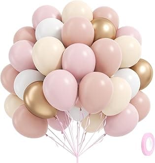 60pcs Dusty Pink Balloons 12inch with Pastel Pink Sand White Metallic Gold Balloons for Bridal Baby Shower Birthday Party Decorations