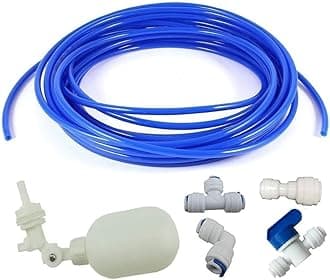 1/4 inch Tube Float Valve Kit for RO Water Reverse Osmosis System water filter Push in to Connect Pipe Hose Tube Fittings CCK tube（ball valve +L+15 feet pipe） (blue)