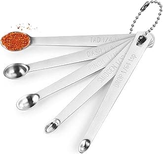 5 Pcs Mini Measuring Spoons Set, Stainless Steel Small Measuring Spoons Tad 1/4 tsp, Dash 1/8 tsp, Pinch 1/16 tsp, Smidgen 1/32 tsp, Drop 1/64 tsp for Home Kitchen Baking Cooking Gifts