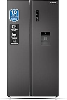 700Liters Gross Side by Side Refrigerator with Water Dispenser,Multi Air Flow,LED Display,Inverter Compressor,Door Alarm,No Frost,Twist Ice Maker,Black, 10 Year Compressor Warranty-KR-SBS 700WIM