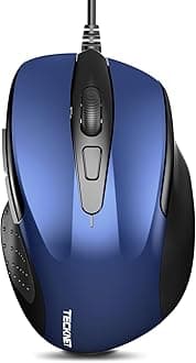 TECKNET USB Wired Mouse, 6400 DPI Mice 4 Adjustable DPI with 6-Button Corded Mouse, Optical Computer Mouse with Ergonomic Design for Laptop, Chromebook, PC, Desktop, Mac, Notebook