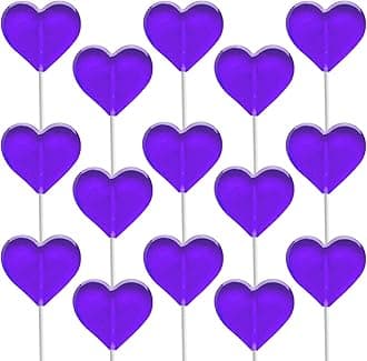Fruidles 30 Lollipops, Grape Lollipops Mini Heart Shaped Flavored Delicious Lollipop, Individually Wrapped, 5g Lollipop