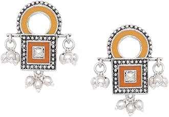 Voylla Sanwari Square Enameled Earrings