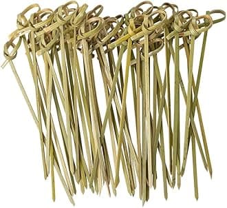 DEERA 6 Inch Bamboo Knot Sticks – Eco-Friendly Appetizer & Cocktail Skewers – Pack of 100